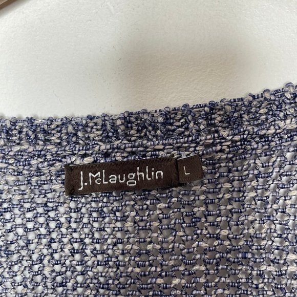 J. McLaughlin Size L Purple Linen V Neck Long Sleeve Metallic Knit Sweater - Picture 2 of 16